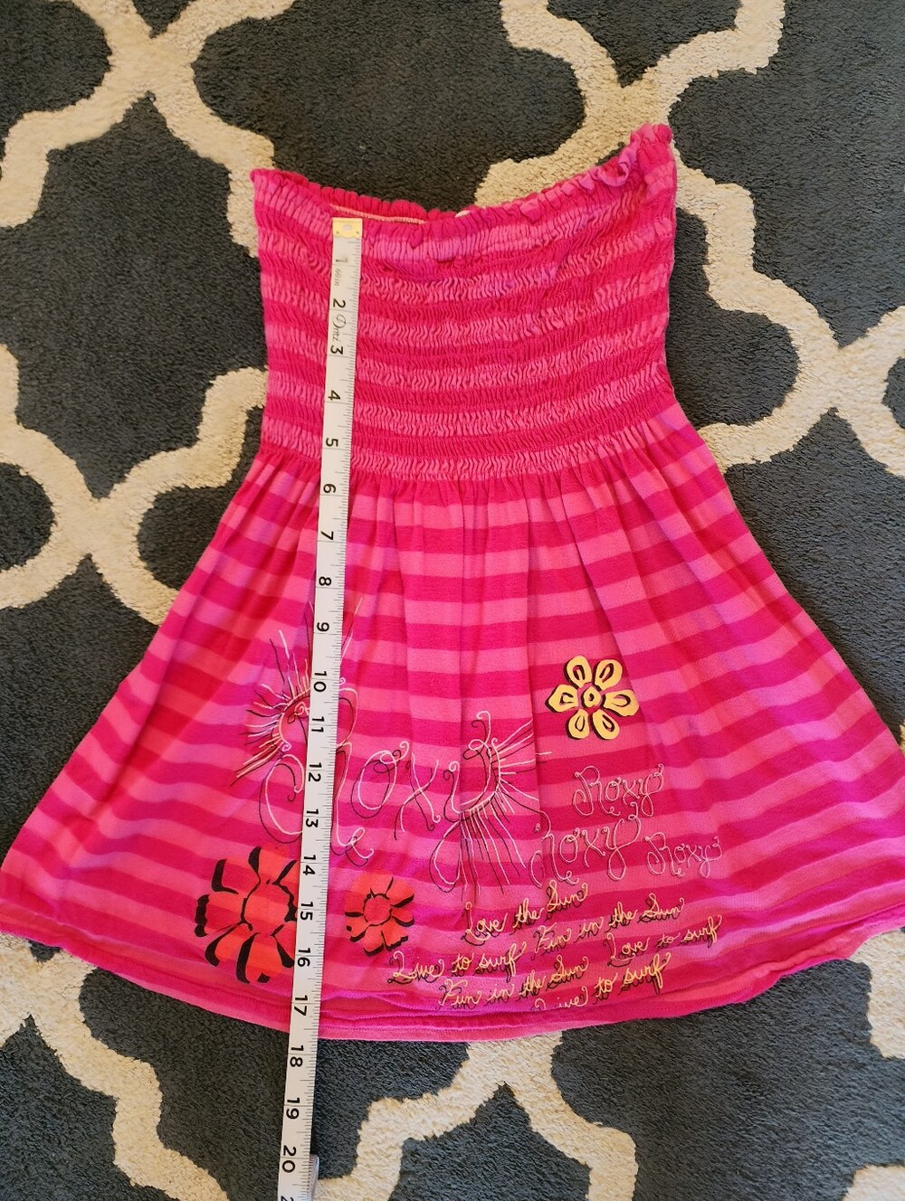 Girls Strapless Pink Striped Summer Top - Picture 2 of 3